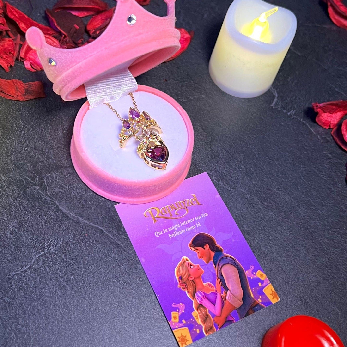 SET RAPUNZEL + Caja CORONA ROSA GRATIS 👑🎁