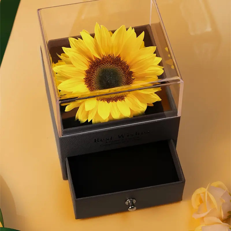 Set Girasol ( Collar + Anillo ) + Estuche de Girasol incluido 🎁🌻