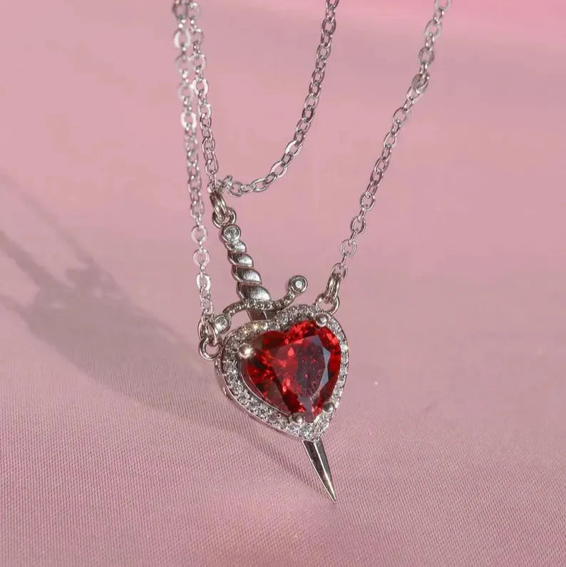 Collar Espada Corazon Pareja + + Caja Premium Gratis