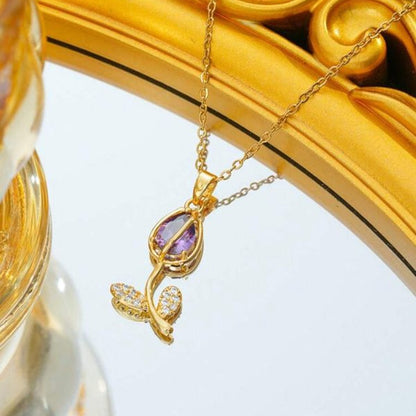 Collar Tulipán Rosa | Baño de Oro + Caja de Regalo Gratis✨
