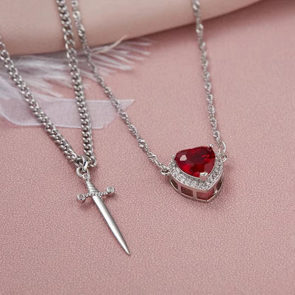 Collar Espada Corazon Pareja + + Caja Premium Gratis