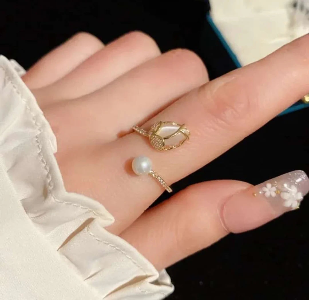 Anillo Tulipan Brillante | Baño de Oro + Caja Gratis✨