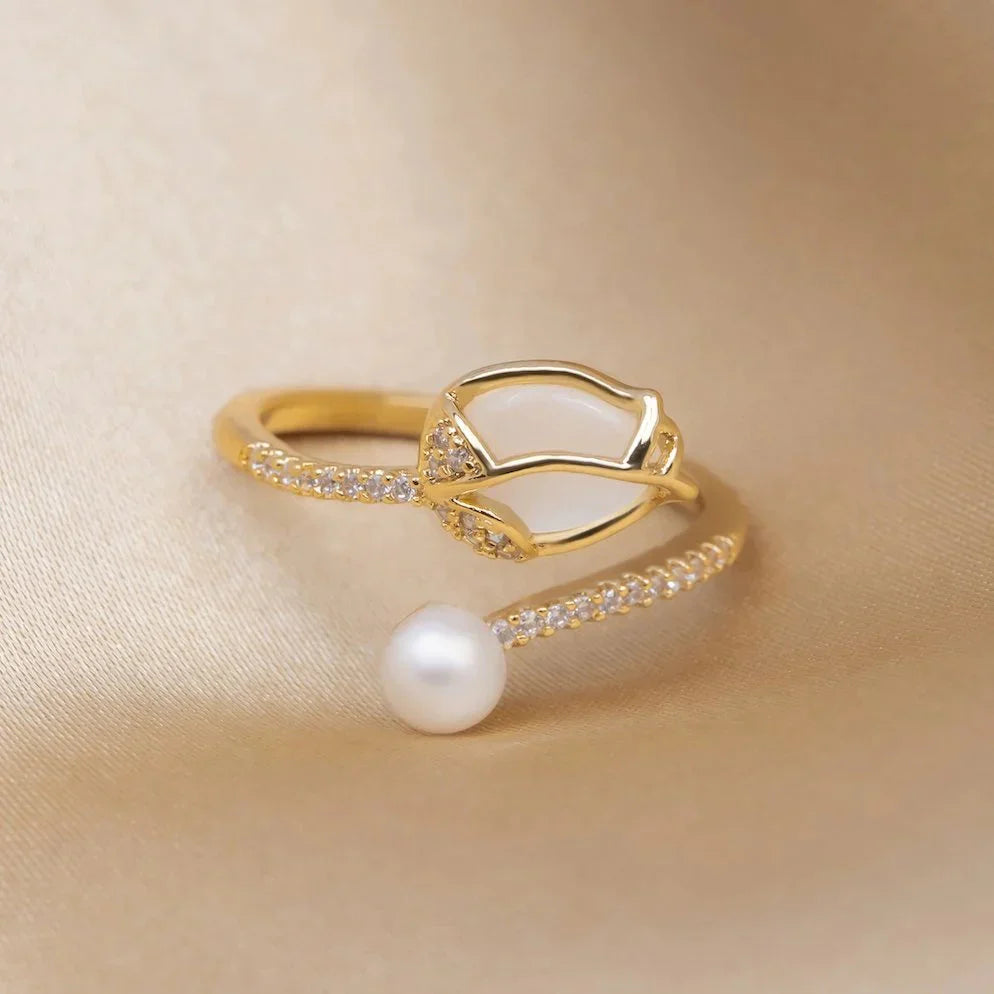 Anillo Tulipan Brillante | Baño de Oro + Caja Gratis✨