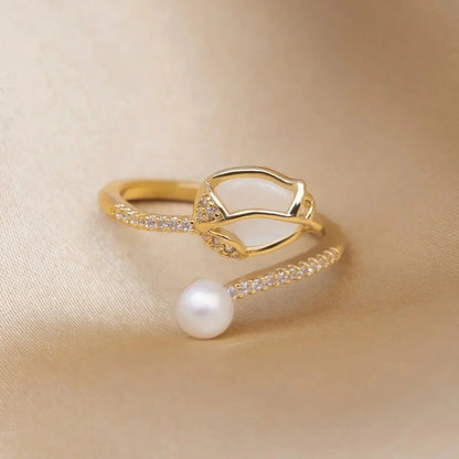 Anillo Tulipan Brillante | Baño de Oro + Caja Gratis✨